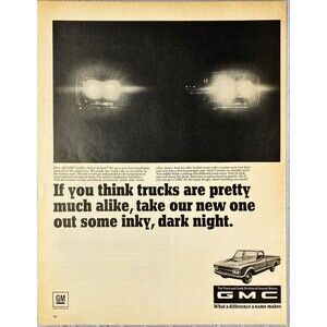 GMC Trucks "What a difference a name makes" Vintage Print Ad 1967